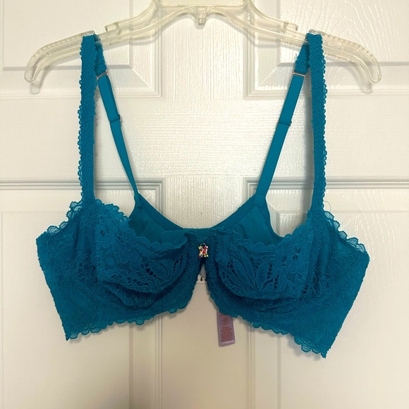 Savage X Fenty Other - SAVAGE X FENTY aqua blue corded lace underwire balconette bra size 38DDD